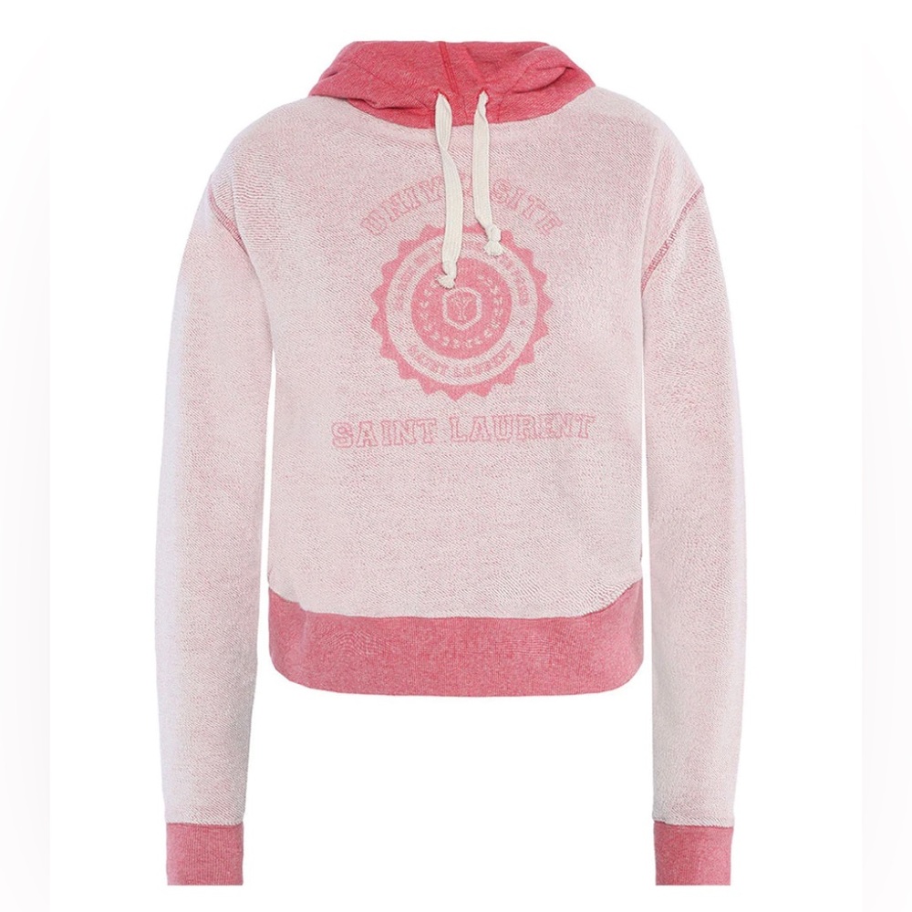Saint Laurent Women’s College Graphic Cotton Sweatshirt Pink White